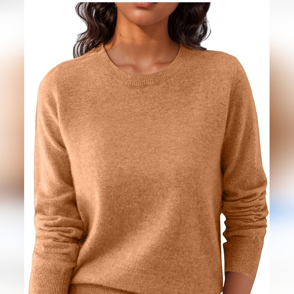 For The Republic Women's Light Brown Crew Neck Sweater